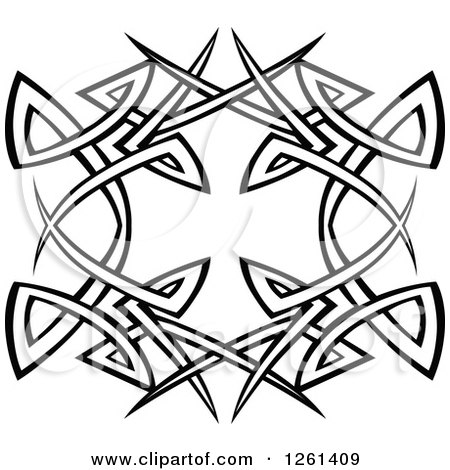 450x470 Clipart Of A Black And White Tribal Frame Design Element