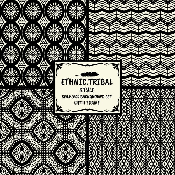 600x600 Ethnic Tribal Style Seamless Background With Frame Vector