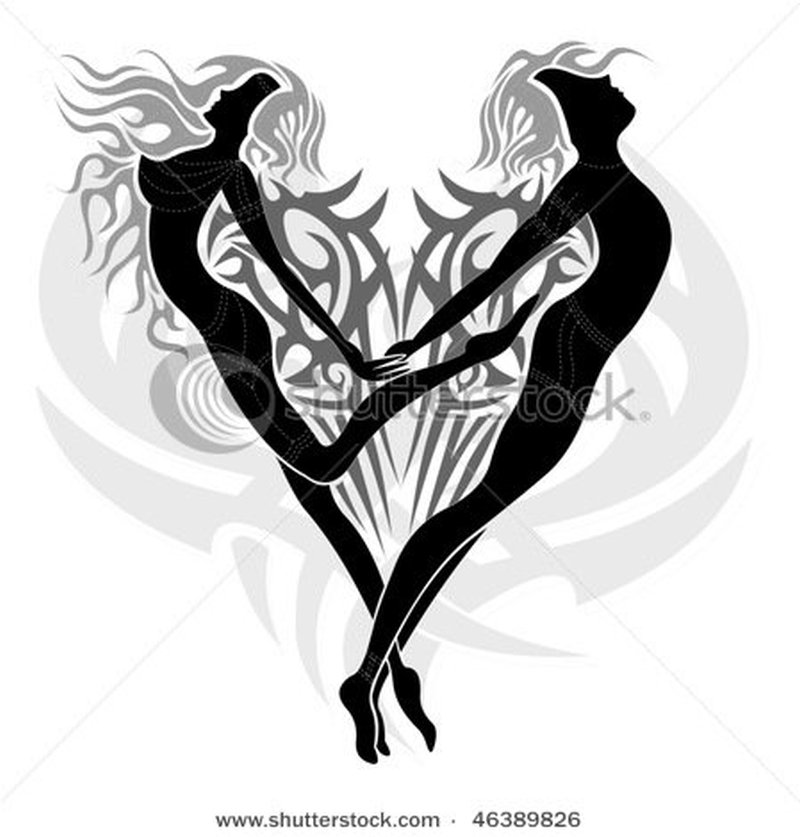 800x837 Stock Vector Tattoo Design With Couple Of Angels In Tribal Heart