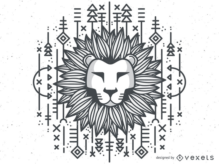 Monochrome Tribal Lion Illustration 760x570 Monochrome Tribal Lion Illustration