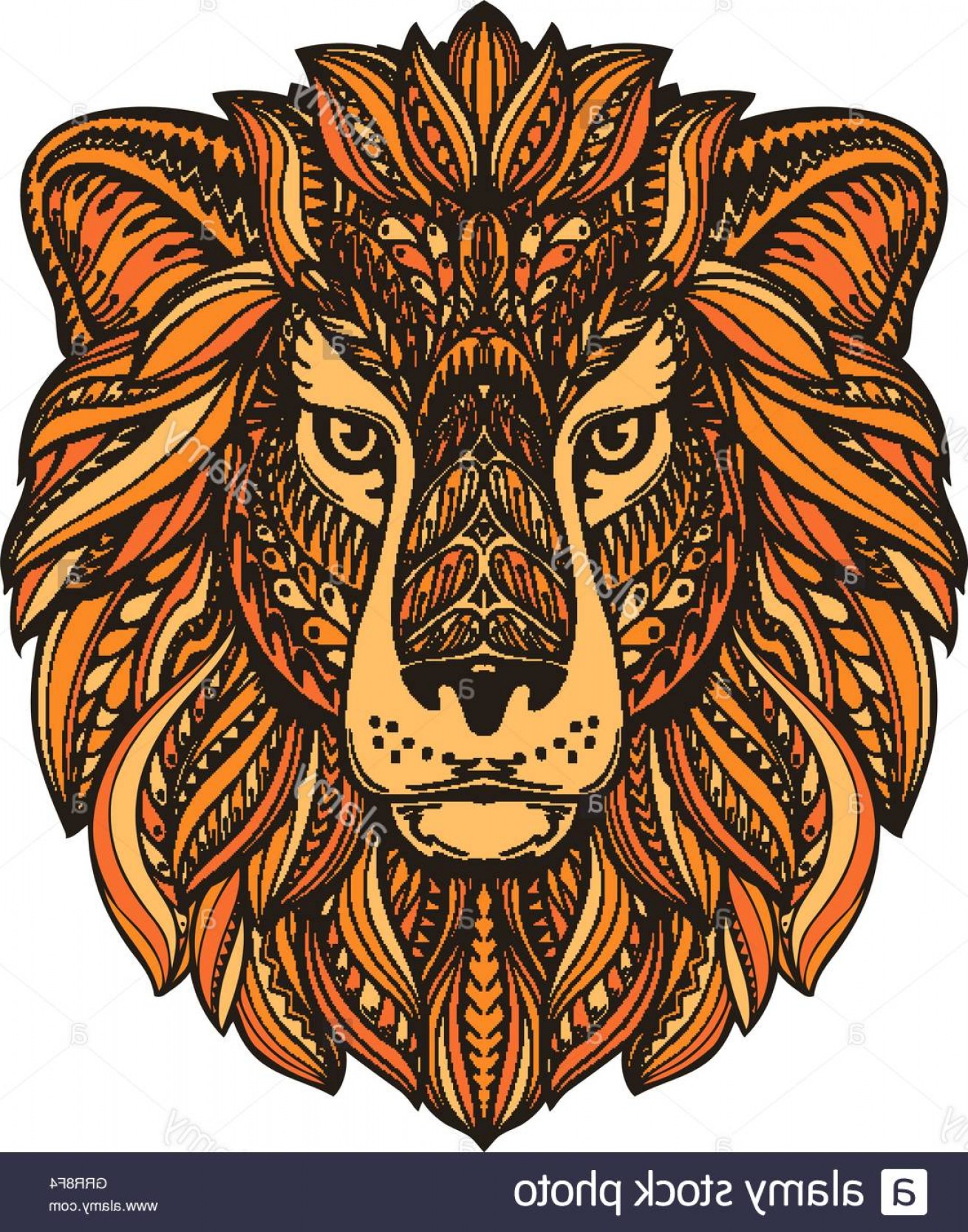 Stock Photo Lion Painted Tribal Ethnic Ornament Hand Drawn Vector 1310x1668 Stock Photo Lion Painted Tribal Ethnic Ornament Hand Drawn Vector