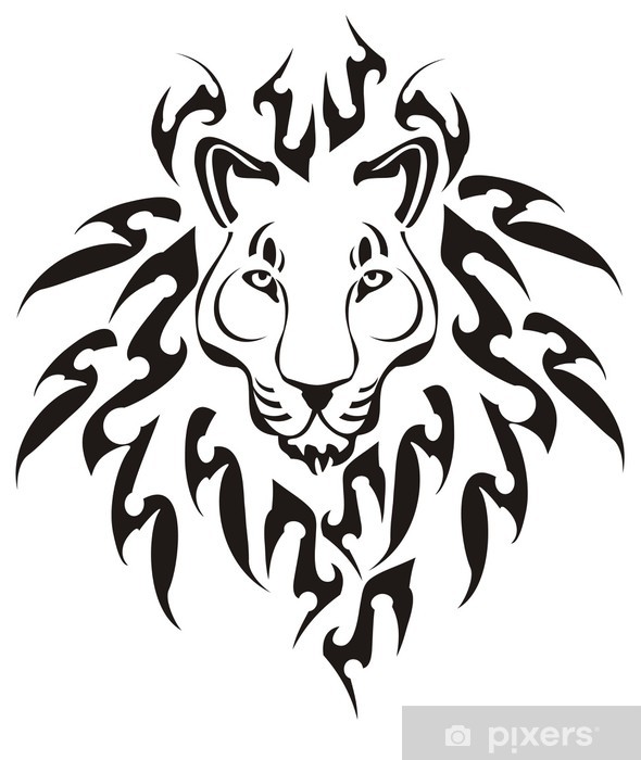 Tribal Lion Head, Vector Wall Mural 590x700 Tribal Lion Head, Vector Wall Mural