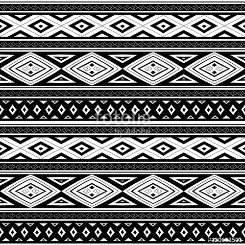 500x500 Tribal Pattern Seamless Vector Ethnic Peruvian Monochrome Print