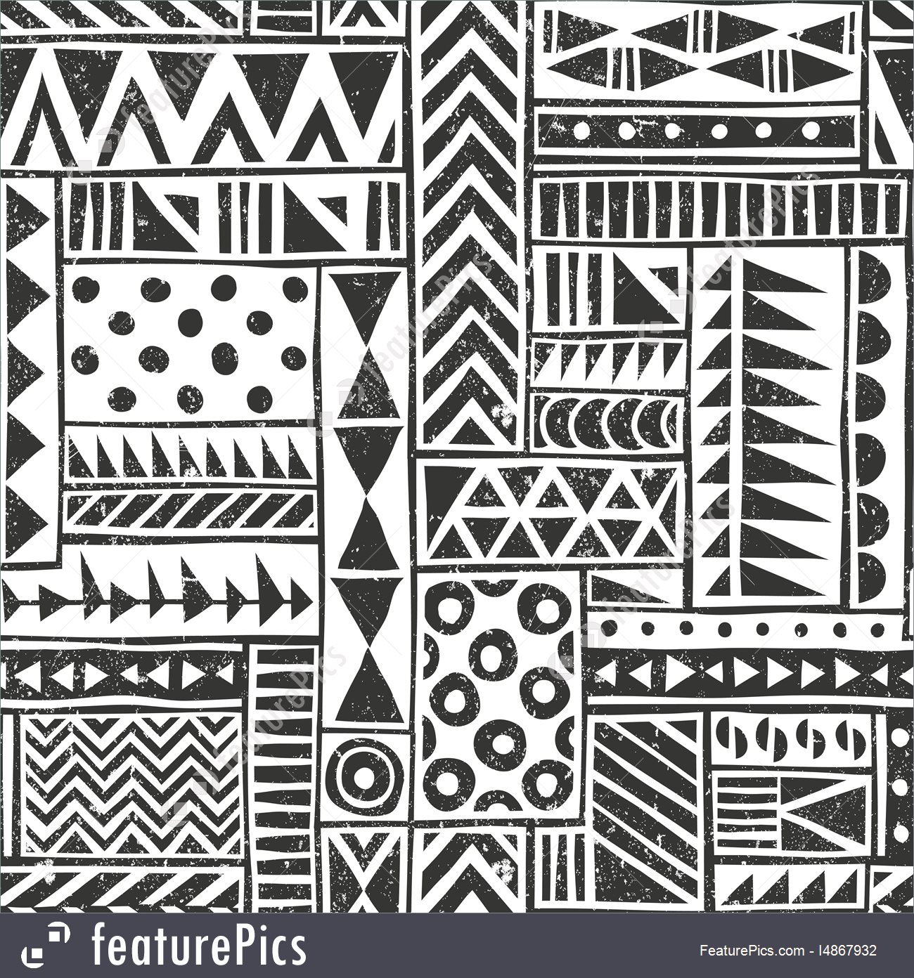 1300x1392 Vector Seamless Tribal Pattern Stock Illustration