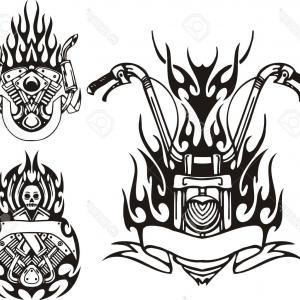 300x300 Monochrome Image On Motorcycle Theme With Skull Vector Newwaysys