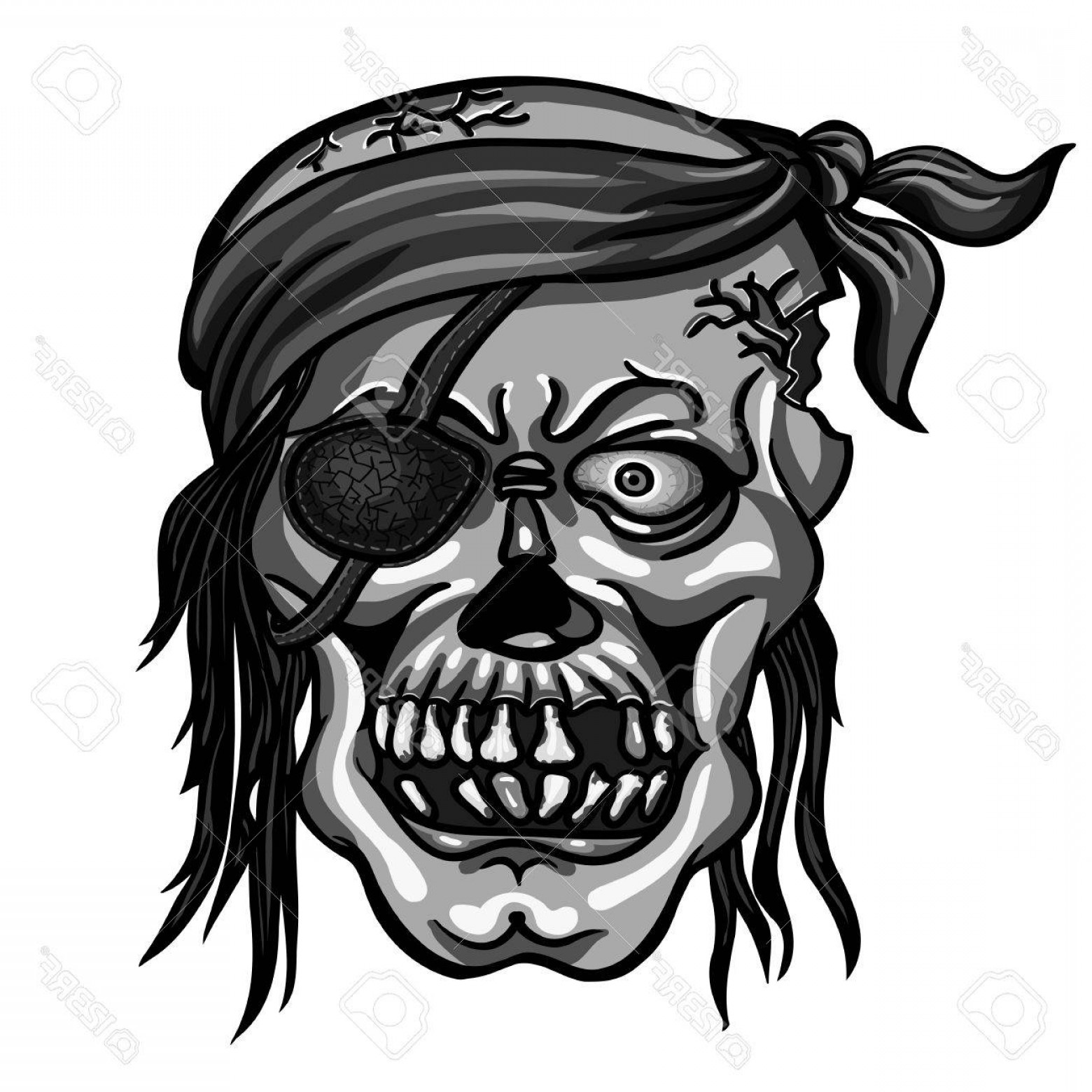 1560x1560 Photostock Vector Danger Pirate Skull In Bandanna Without One Eye