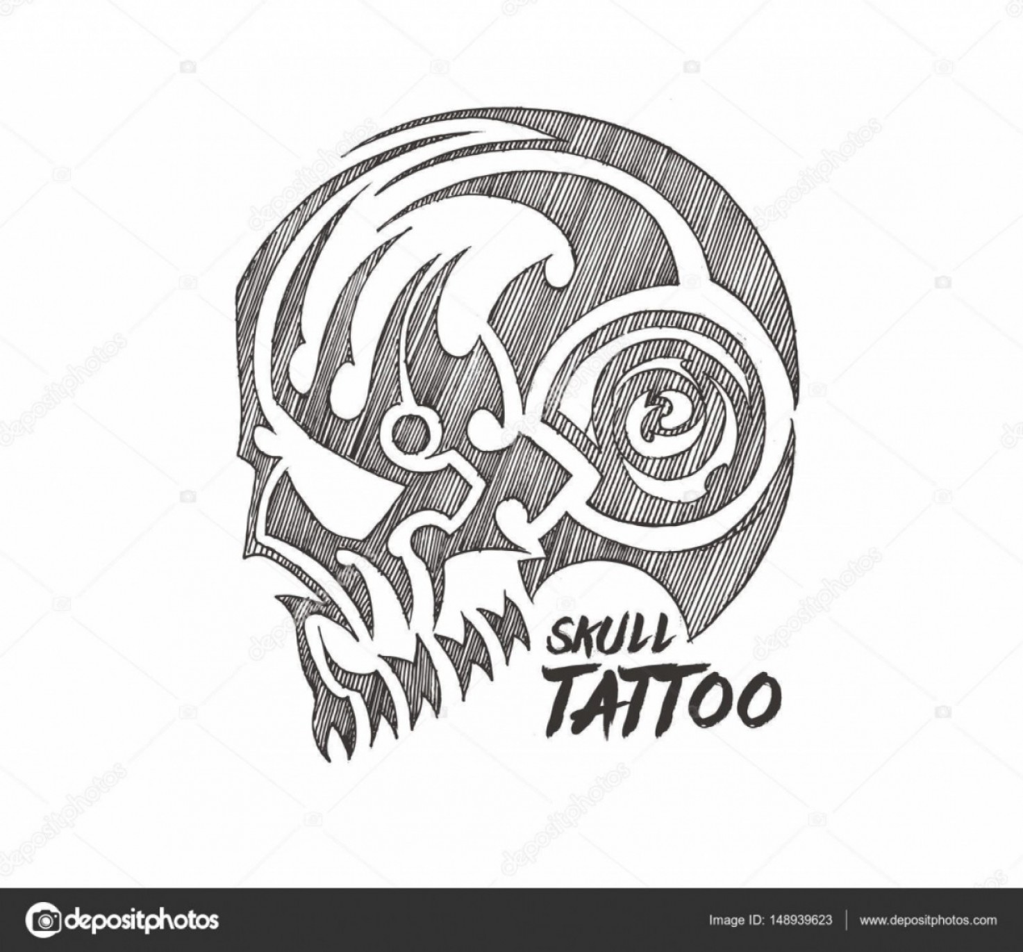 1473x1370 Stock Illustration Tribal Skull Tattoo Vector Illustration