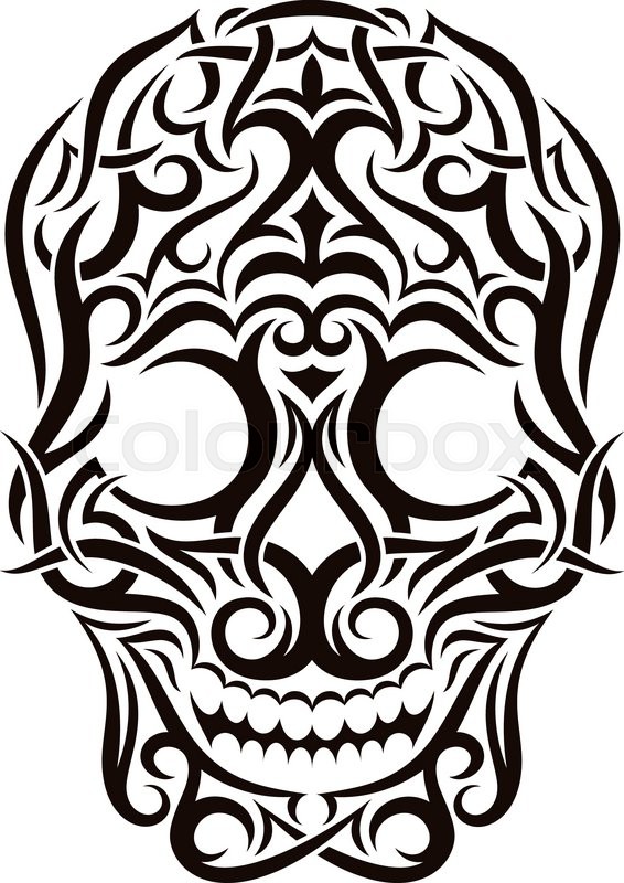 566x800 Tattoo Tribal Skull Isolated On White Stock Vector Colourbox