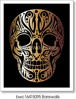 292x382 Tattoo Tribal Skull Vector Art, Art Print Barewalls Posters