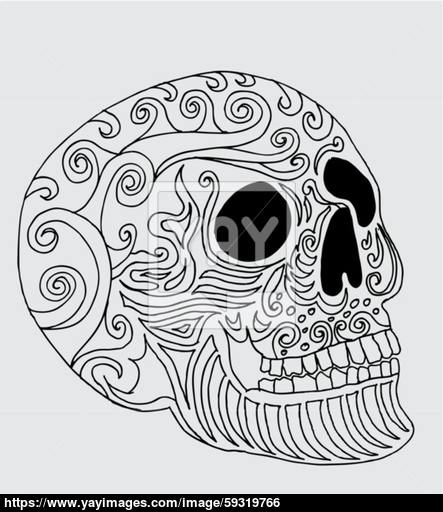 443x512 Tattoo Tribal Mexican Skull Vector Art Vector