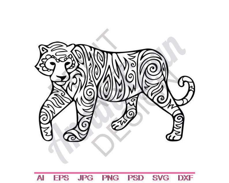 794x636 Tribal Tiger Dxf Png Vector Art Clipart Cut Etsy
