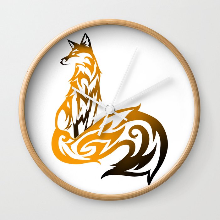 700x700 Tribal Vector Fox Wall Clock