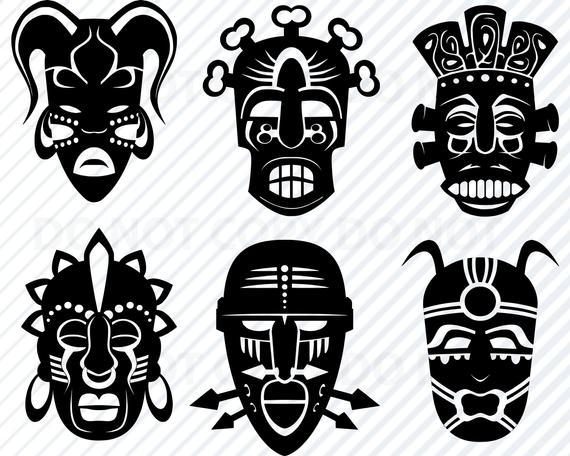 570x456 African Tribal Masks Bundle Tribal Vector Images Etsy