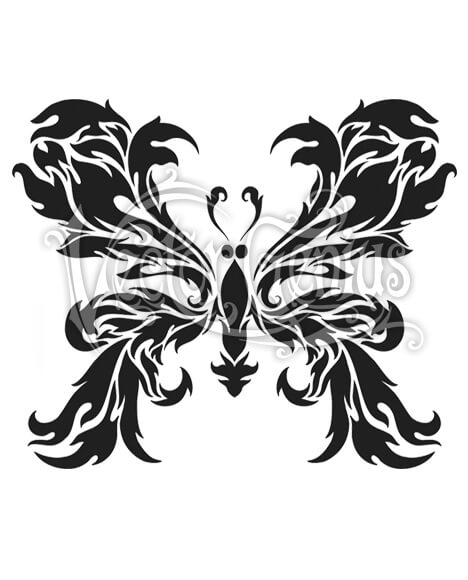 468x580 Tribal Butterfly Fire Wings Vector Art
