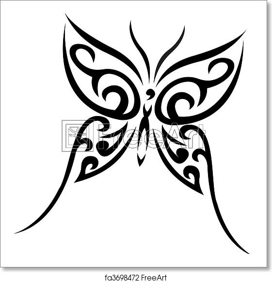 561x581 Free Art Print Of Buterfly Tribal Vector Tattoo Freeart
