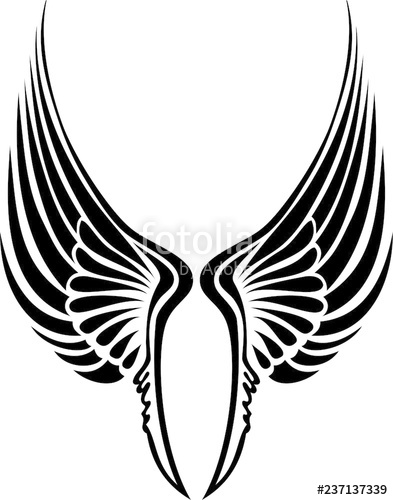 393x500 Wing Vector Silhouette Creative Tribal Tattoo Wings Stock Image