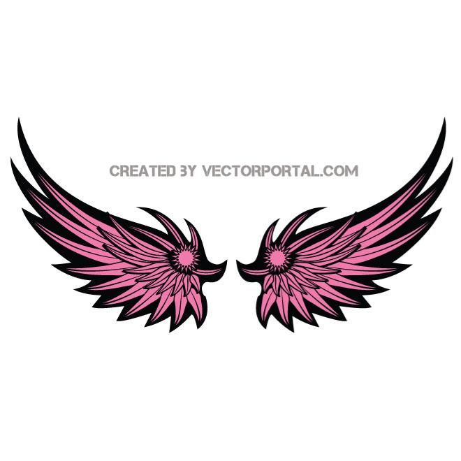 660x660 Wings Vector Image Pink Color Tribal Tattoo Free Vectors Free