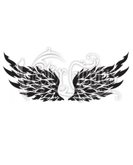 468x580 Flaming Tribal Tattoo Wings Clipart