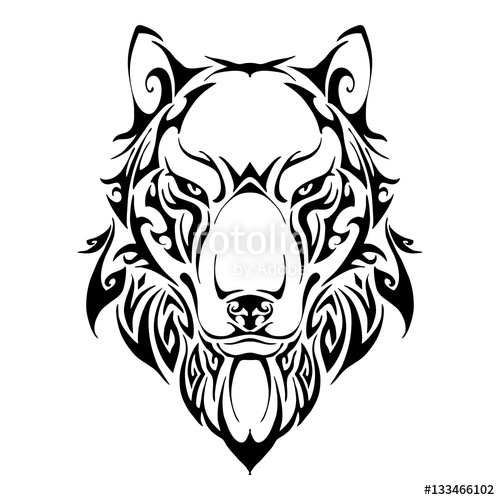 500x500 Tribal Wolf Head Silhouette