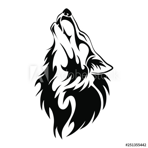 500x500 Wolf Head Howl Design Tribal Tattoo