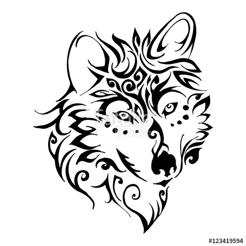 500x500 Wolf Head Tribal Tattoo Vector Stock Image And Royalty Free
