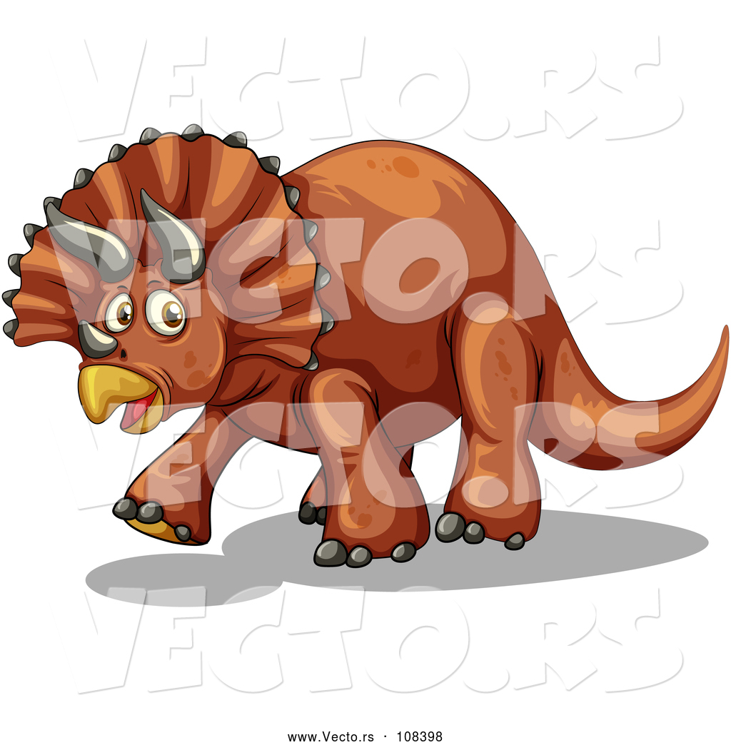 Vector Of Walking Brown Triceratops Dinosaur 1024x1044 Vector Of Walking Brown Triceratops Dinosaur