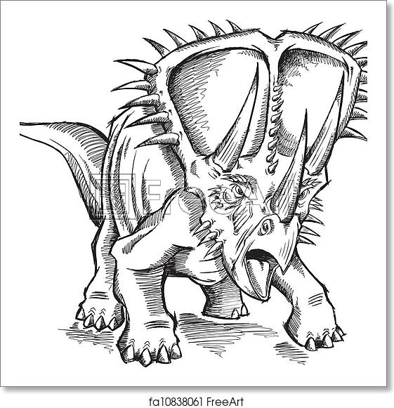 561x581 Free Art Print Of Sketch Triceratops Dinosaur Vector Sketch