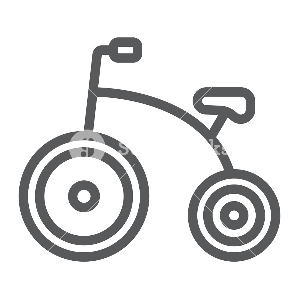 1000x1000 Tricycle Line Icon, Bicycle And Child, Bike Sign, Vector Graphics
