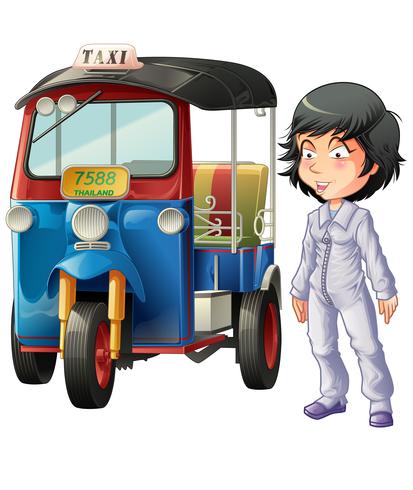 413x490 Vector Isolated Thai Driver And Motor Tricycle