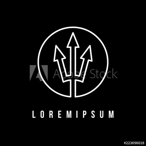 500x500 Trident Logo, Vector Illustration Line Design