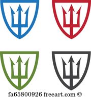 179x194 Free Art Print Of Neptune Poseidon Trident Shield Retro