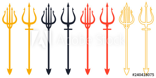 500x250 Trident, Vector Illustration Set Of Icons