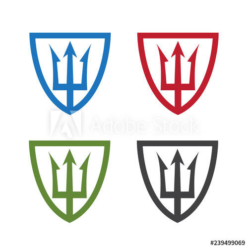 500x500 Shields With Neptune Trident Vector Design Template