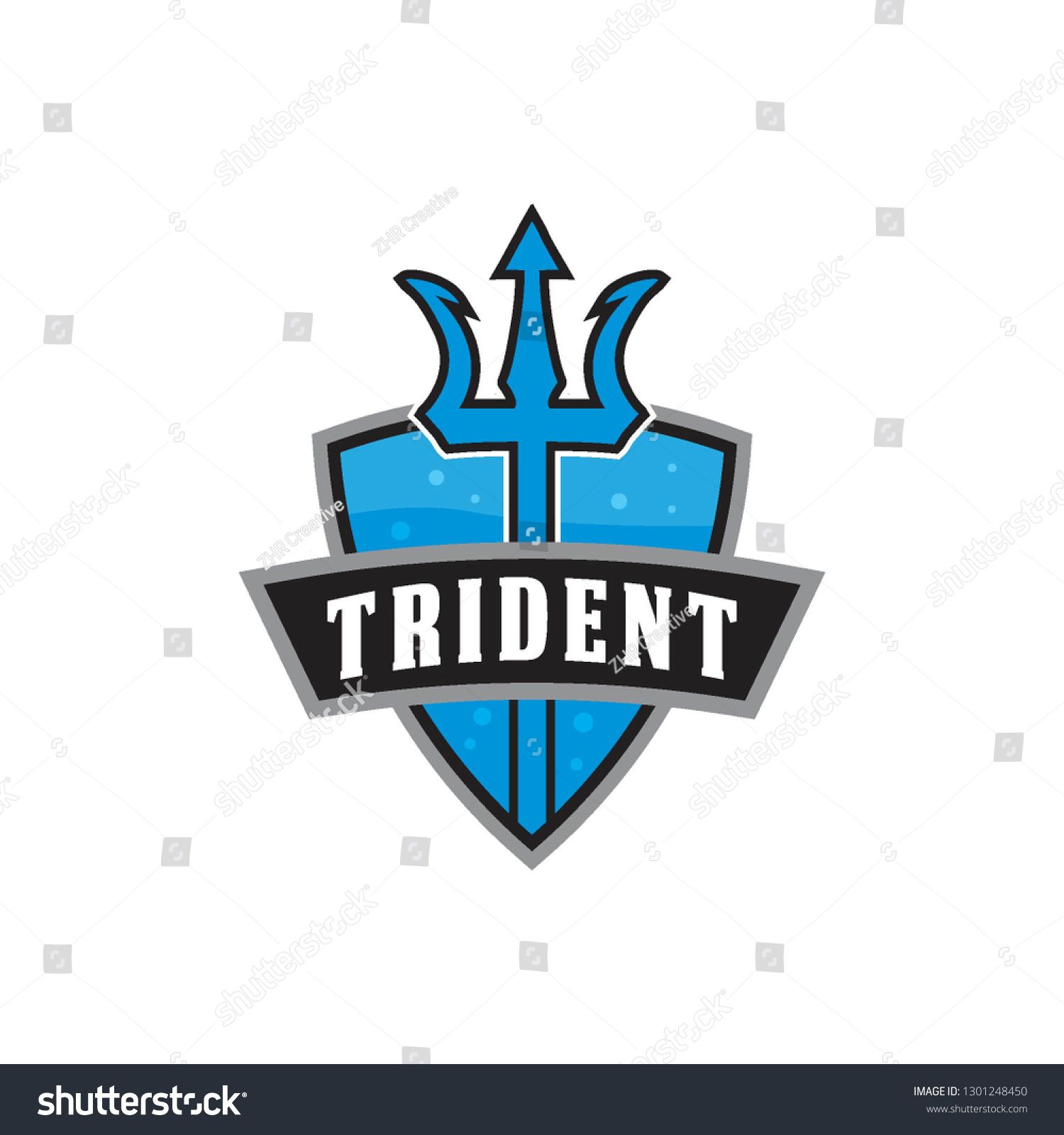 1500x1600 Trident Weapon Emblem Badge In Shield Shape Logo Icon Vector