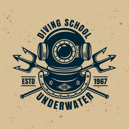 450x450 Diving Protective Vintage Helmet And Two Crossed Neptune Trident
