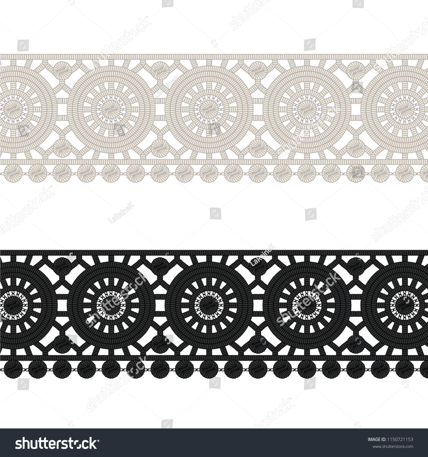 1500x1600 Fashion Elements Crochet Lace Circles Trim Vector Illustration