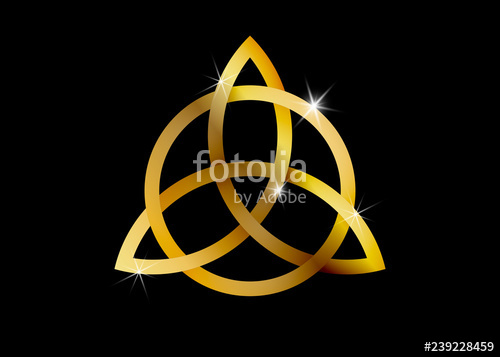 500x357 Triquetra, Gold Trinity Knot, Wiccan Symbol For Protection Vector