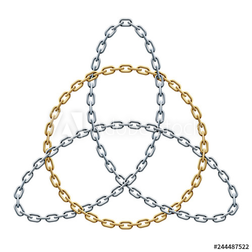 500x500 Triquetra With Circle Made Of Interwoven Golden And Silver Chains
