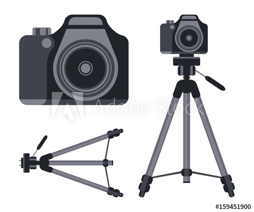 Camera And Tripod Vector Illustration Isolated On White 500x417 Camera And Tripod Vector Illustration Isolated On White
