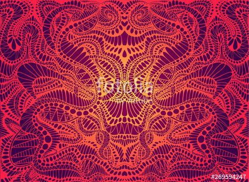 500x366 Psychedelic Trippy Colorful Fractal Mandala, Gradient Bright Red