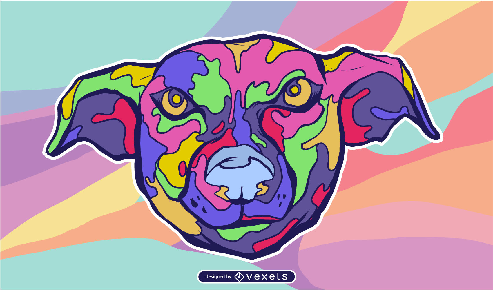 1700x1000 Trippy Dog Head Vector Design