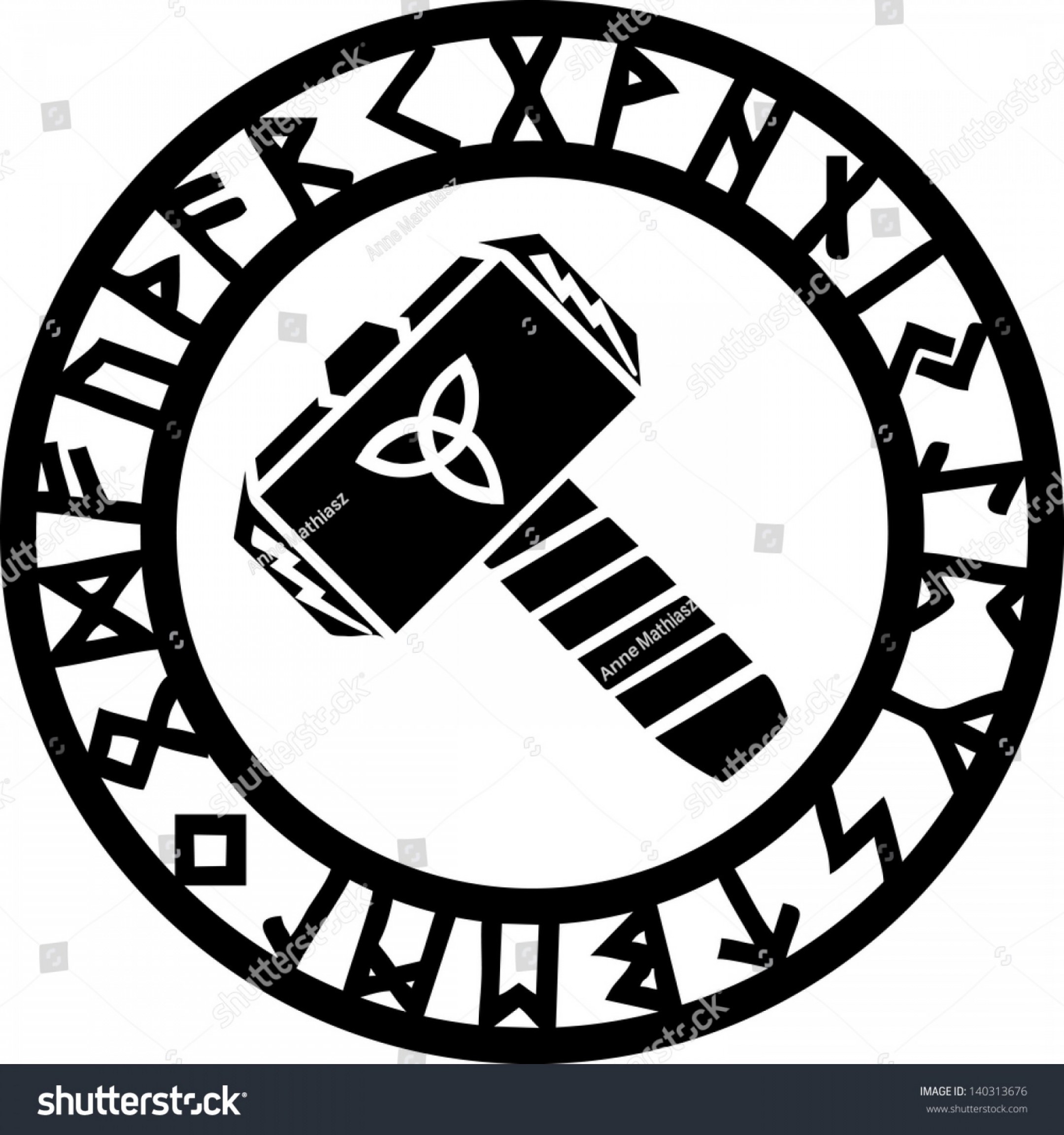 2160x2304 Thors Hammer Runes Triquetra Flash Vector Catchsplace