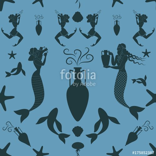 Pattern Of Ancient Greece Mermaid And Triton Carrying An Amphora 500x500 Pattern Of Ancient Greece Mermaid And Triton Carrying An Amphora