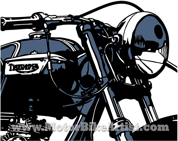 600x473 Triumph Bobber Vintage Motorcycle Vector Art Drawing On Behance