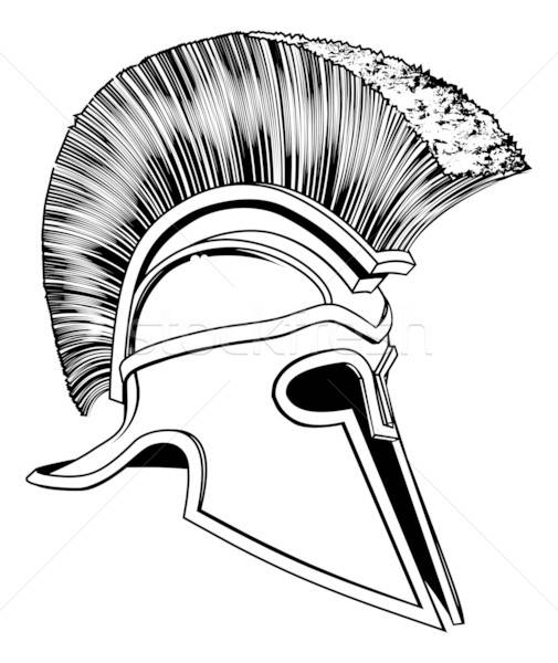 505x600 Black And White Trojan Helmet Vector Illustration Christos