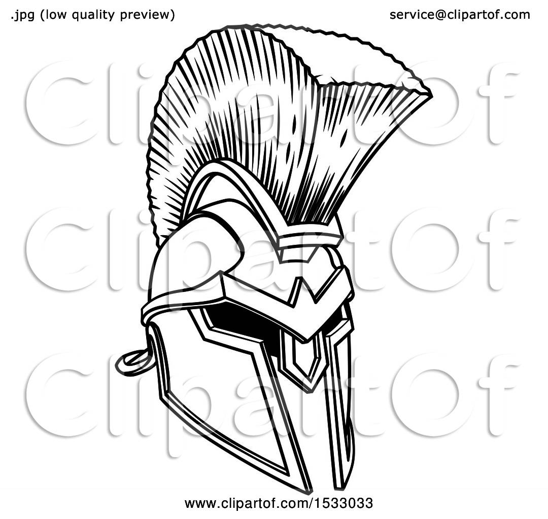 1080x1024 Clipart Of A Black And White Trojan Spartan Helmet
