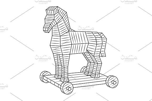 580x387 Trojan Horse Coloring Book Vector