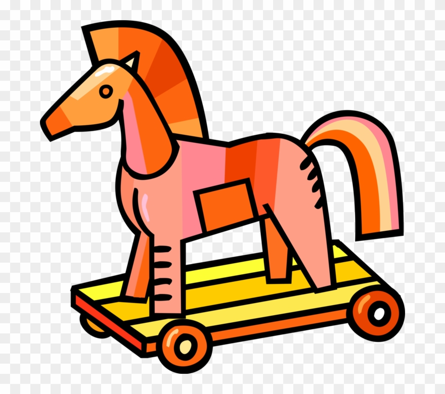 880x780 Vector Illustration Of Wooden Trojan Horse On Wheels Clipart
