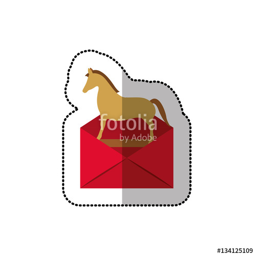 500x500 Colorful Middle Shadow Sticker Of Mail Virus Trojan Horse Vector