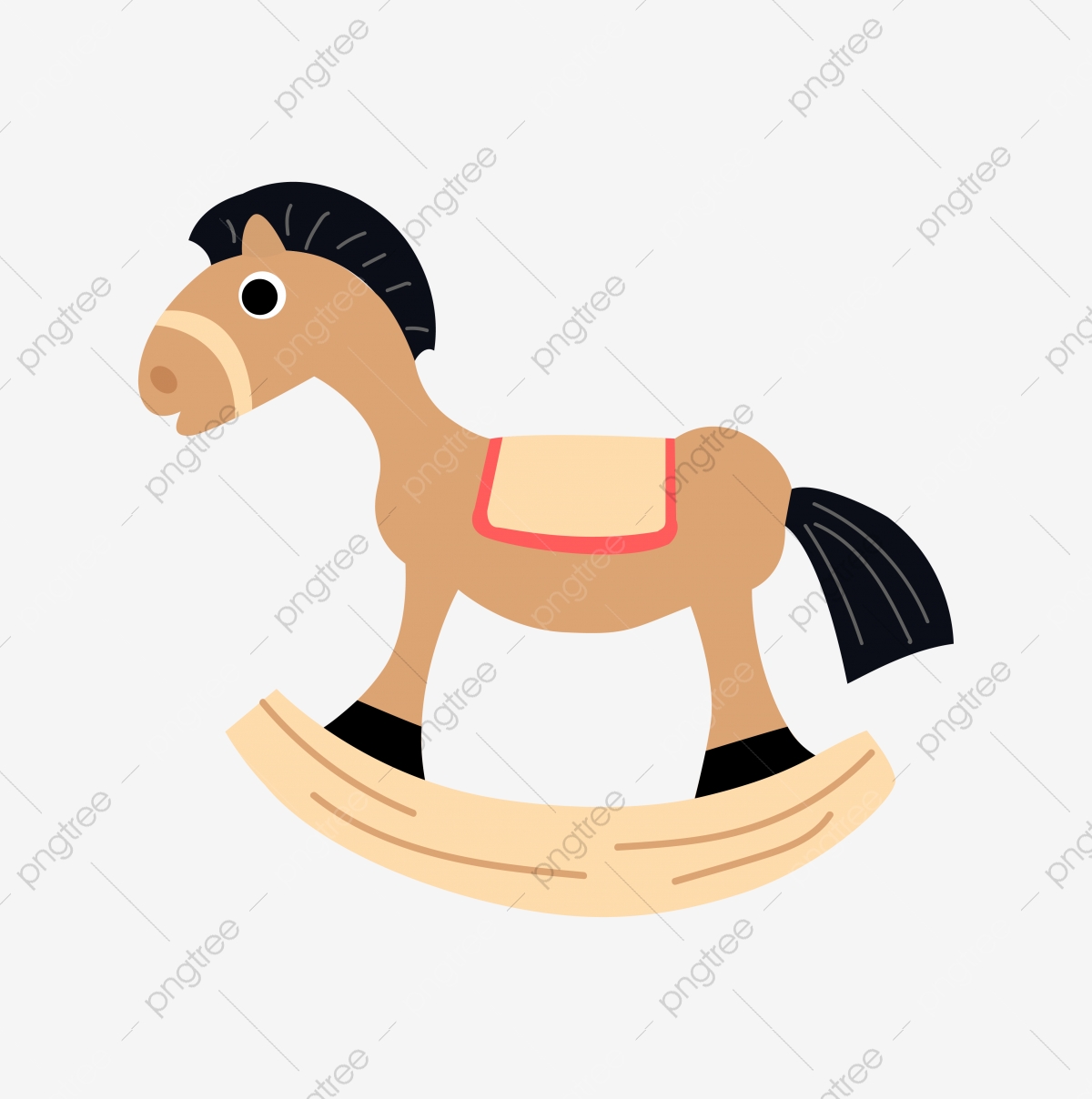 1200x1208 Hand Painted Cartoon Trojan Horse Rocking Horse, Yellow Wooden